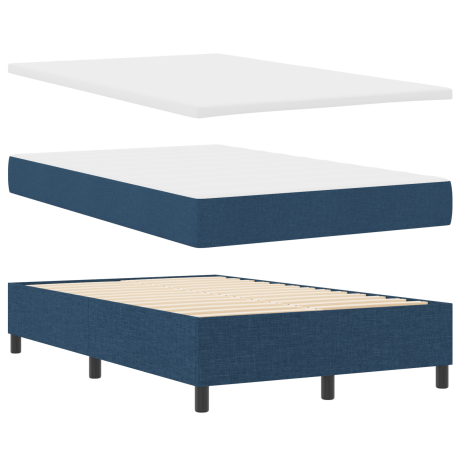 vidaXL Boxspringbed met Matras & Bank Blauw 120x200 cm Stof afbeelding2 - 1