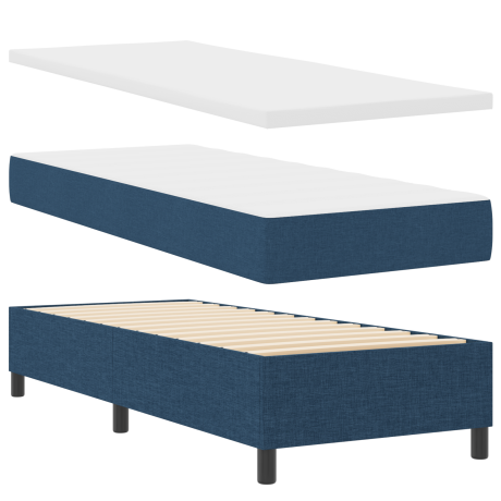 vidaXL Boxspringbed met Matras & Bank Blauw 80x200 cm Stof afbeelding2 - 1