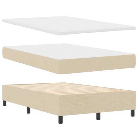 vidaXL Boxspringbed met Matras & Bank Creme 120x200 cm Stof afbeelding2 - 1