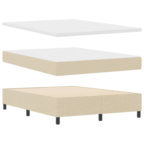 vidaXL Boxspringbed met Matras & Bank Crème 160x200 cm Stof afbeelding2 - 1