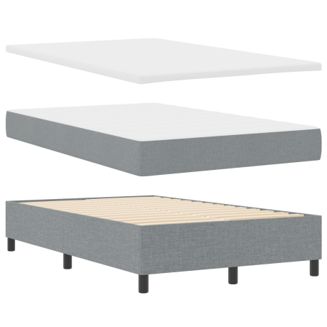 vidaXL Boxspringbed met Matras & Bank Licht Grijs 120 x 200 cm Stof afbeelding2 - 1