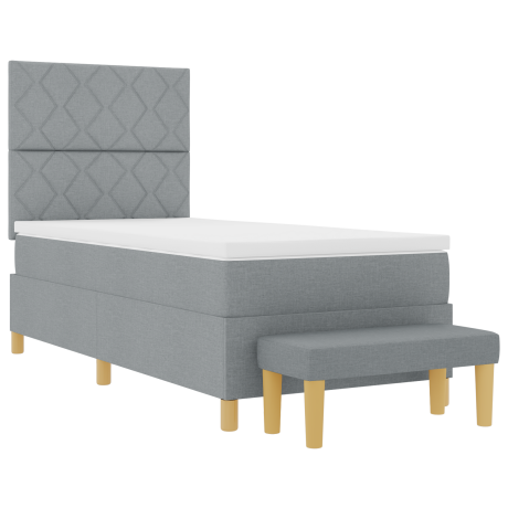 vidaXL Boxspring bed met kussen Lichtgrijs 200 x 100 cm Stof afbeelding2 - 1