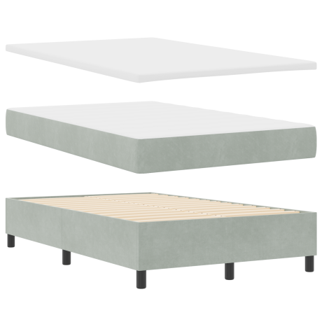 vidaXL Boxspringbed met Matras & Bank Lichtgrijs 120x190 cm Fluweel afbeelding2 - 1