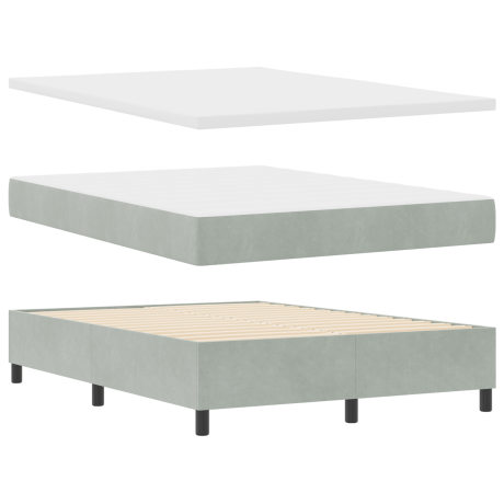 vidaXL Boxspring bed met hoofdeinde Lichtgrijs 200 x 160 cm Fluweel afbeelding2 - 1
