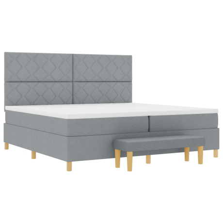 vidaXL Boxspring bed met matras Lichtgrijs 200 x 200 cm Stof afbeelding2 - 1