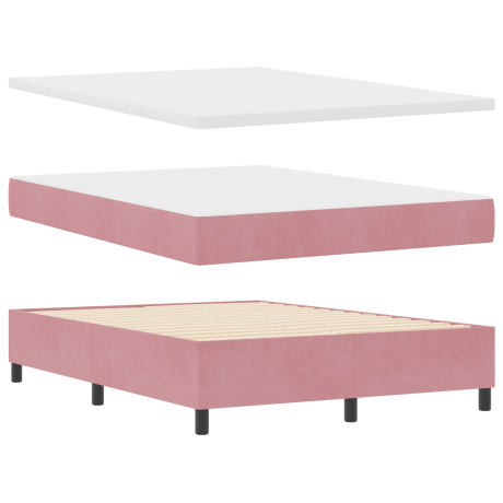 vidaXL Boxspringbed met matras & bank Roze 160x200 cm Fluweel afbeelding2 - 1