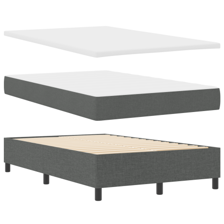 vidaXL Boxspringbed met Matras & Bankje Donkergrijs 120x190 cm Stof afbeelding2 - 1