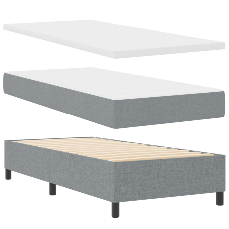 vidaXL Boxspringbed met Matras & Bankje Lichtgrijs 90x200 cm Stof afbeelding2 - 1