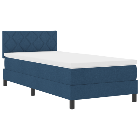 vidaXL Boxspringbed met Matras Blauw 90x190 cm Stof afbeelding2 - 1