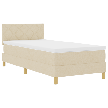 vidaXL Boxspringbed met kussen met hoofdeinde Crème 100 x 200 cm Stof afbeelding2 - 1