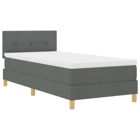 vidaXL Boxspringbed met kussen Donkergrijs 100 x 200 cm Stof afbeelding2 - 1