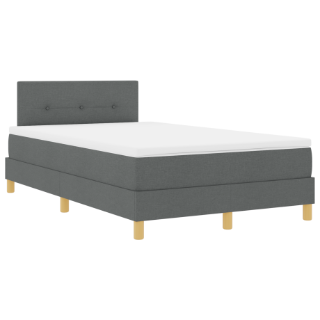 vidaXL Boxspringbed met kussen Donkergrijs 120 x 190 cm Stof afbeelding2 - 1