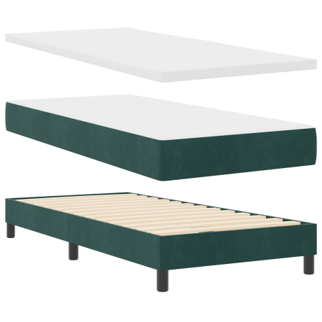 vidaXL Boxspringbed met Matras Donkergroen 100x200 cm Fluweel afbeelding2 - 1