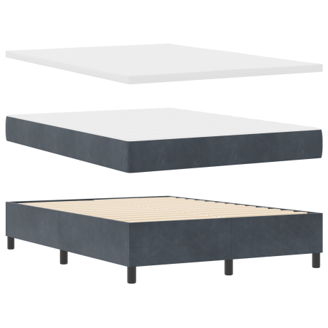 vidaXL Boxspring bed met matras Donkergrijs 140 x 200 cm Fluweel afbeelding2 - 1