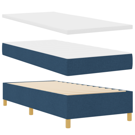 vidaXL Boxspringbed met matras en bank stof blauw 100x200 cm afbeelding2 - 1