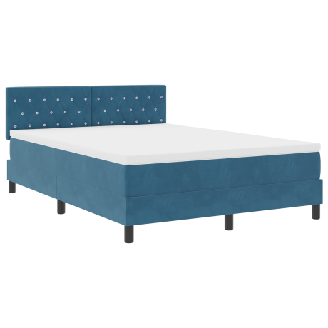 vidaXL LED Box Spring Bed met matras Donkerblauw 140 x 200 cm Fluweel afbeelding2 - 1
