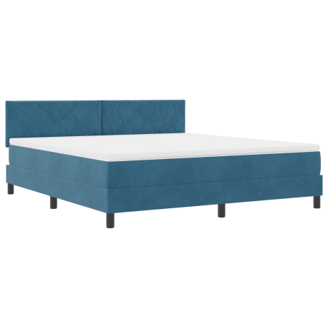 vidaXL Boxspringbed met matras en LED fluweel donkerblauw 180x200 cm afbeelding2 - 1