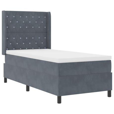 vidaXL Boxspringbed met matras en LED fluweel donkergrijs 100x200 cm afbeelding2 - 1