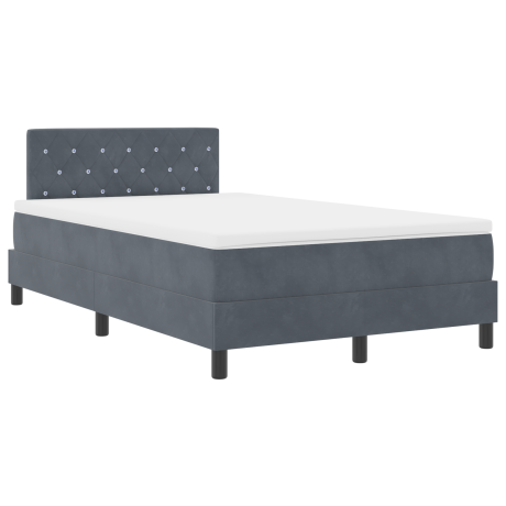 vidaXL LED Box Spring Bed met matras Donkergrijs 120 x 200 cm Fluweel afbeelding2 - 1