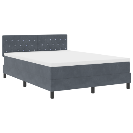 vidaXL LED Box Spring Bed met matras Donkergrijs 140 x 190 cm Fluweel afbeelding2 - 1