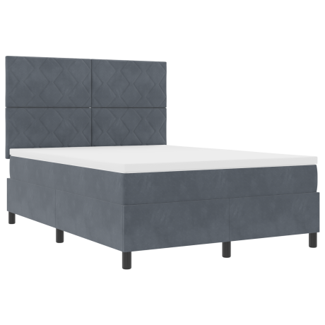 vidaXL LED Box Spring Bed met matras Donkergrijs 140 x 200 cm Fluweel afbeelding2 - 1