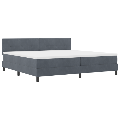 vidaXL LED Box Spring Bed met matras Donkergrijs 200 x 200 cm Fluweel afbeelding2 - 1
