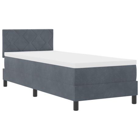 vidaXL LED Box Spring Bed met matras Donkergrijs 80 x 200 cm Fluweel afbeelding2 - 1