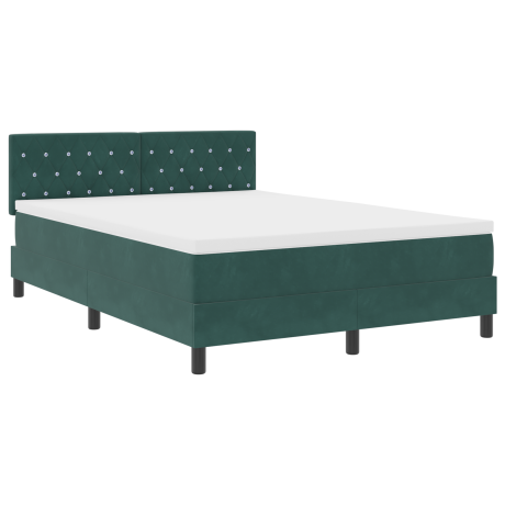 vidaXL LED Box Spring Bed met matras Donkergroen 140 x 190 cm Fluweel afbeelding2 - 1
