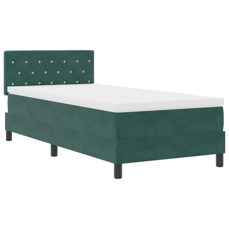 vidaXL LED Box Spring Bed met matras Donkergroen 90 x 200 cm Fluweel afbeelding2 - 1