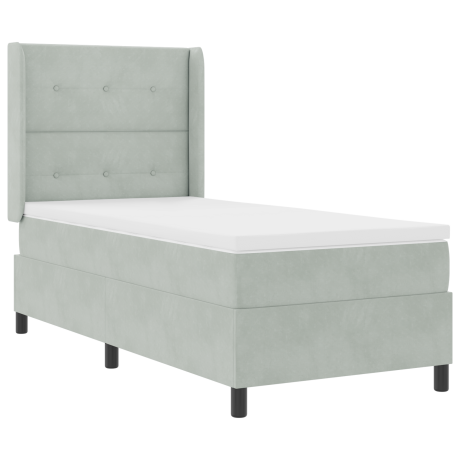 vidaXL Boxspringbed met matras met LED Lichtgrijs 100 x 200 cm Fluweel afbeelding2 - 1
