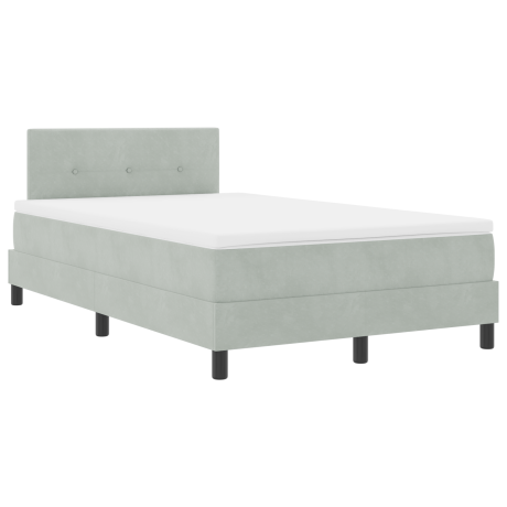 vidaXL LED Box Spring Bed met matras Lichtgrijs 120 x 200 cm Fluweel afbeelding2 - 1