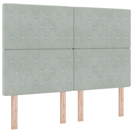 vidaXL LED Box Spring Bed met matras Lichtgrijs 140 x 200 cm Fluweel afbeelding2 - 1
