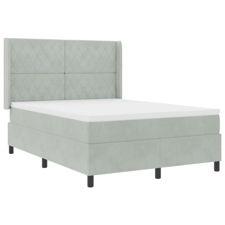 vidaXL Boxspringbed met matras met LED Lichtgrijs 160 x 200 cm Fluweel afbeelding2 - 1