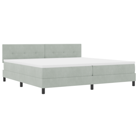 vidaXL LED Box Spring Bed met matras Lichtgrijs 200 x 200 cm Fluweel afbeelding2 - 1