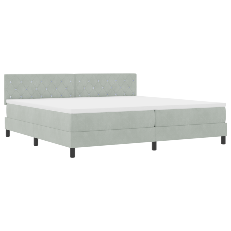 vidaXL LED Box Spring Bed met matras Lichtgrijs 200 x 200 cm Fluweel afbeelding2 - 1