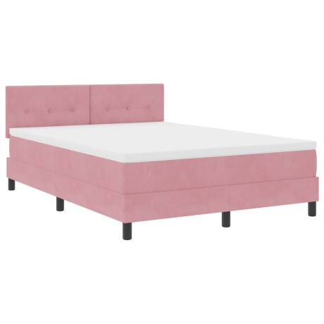 vidaXL Boxspringbed met matras en LED fluweel roze 160x200 cm afbeelding2 - 1