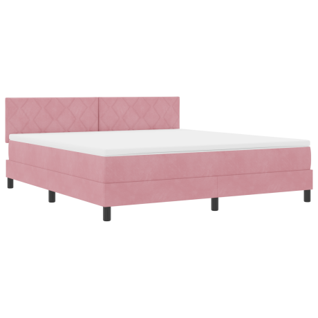 vidaXL Boxspringbed met matras en LED fluweel roze 180x200 cm afbeelding2 - 1