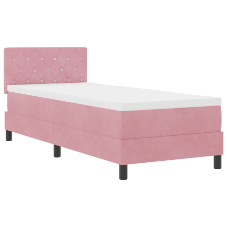 vidaXL Boxspringbed met matras en LED fluweel roze 80x200 cm afbeelding2 - 1