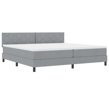 vidaXL Boxspring bed met matras met LED Lichtgrijs 200 x 200 cm Stof afbeelding2 - 1