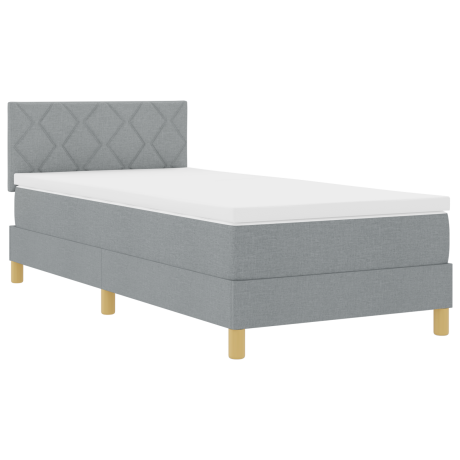 vidaXL LED Box Spring Bed met hoofdeinde Lichtgrijs 90 x 200 cm Stof afbeelding2 - 1