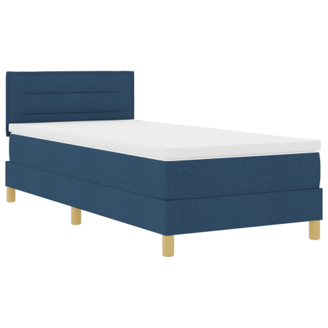 vidaXL LED Box Spring Bed met hoofdeinde Blauw 100 x 200 cm Stof afbeelding2 - 1