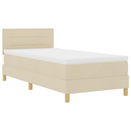 vidaXL LED Box Spring Bed met hoofdeinde Crème 100 x 200 cm Stof afbeelding2 - 1
