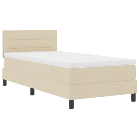 vidaXL Boxspring bed met matras met LED Crème 100 x 200 cm Stof afbeelding2 - 1