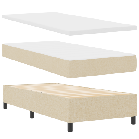 vidaXL Boxspringbed met matras en LED stof crèmekleurig 100x200 cm afbeelding2 - 1