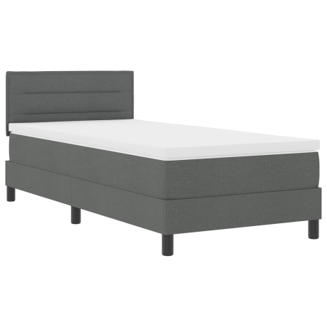 vidaXL Boxspring bed met matras met LED Donkergrijs 100 x 200 cm Stof afbeelding2 - 1