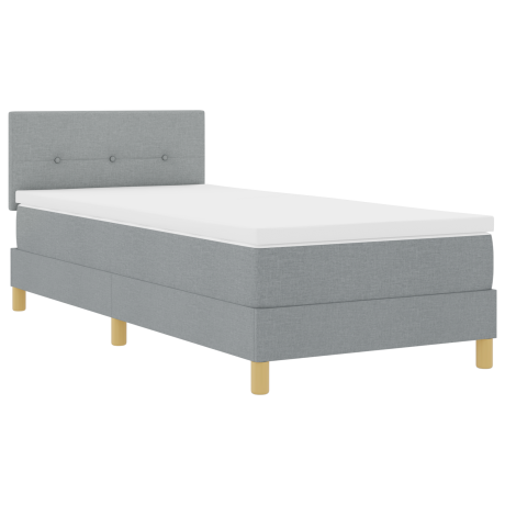 vidaXL LED Box Spring Bed met kussen Lichtgrijs 100 x 200 cm Stof afbeelding2 - 1