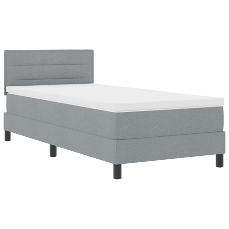 vidaXL Boxspring bed met matras met LED Lichtgrijs 90 x 200 cm Stof afbeelding2 - 1