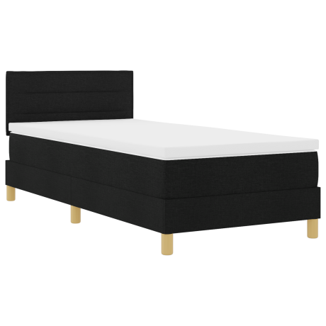 vidaXL LED Box Spring Bed met hoofdeinde Zwart 90 x 200 cm Stof afbeelding2 - 1