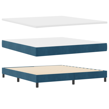 vidaXL Boxspringbed met matras fluweel donkerblauw 180x200 cm afbeelding2 - 1