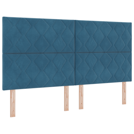 vidaXL Boxspringbed met matras fluweel donkerblauw Super King afbeelding2 - 1